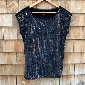 Loft | Metallic Sequin & Paint Party Top